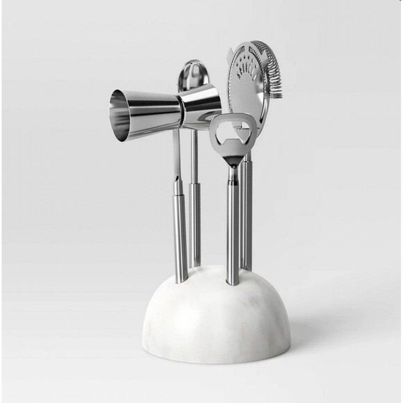 Threshold Other - 4pc Stainless Steel Barware Set with Marble Stand - Threshold NEW